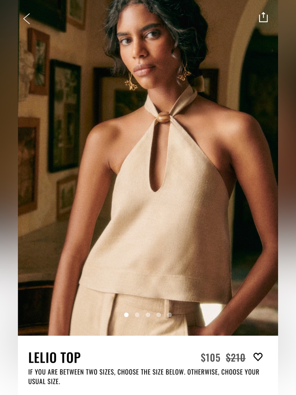 Sézane Lelio Halter Top in Light Beige